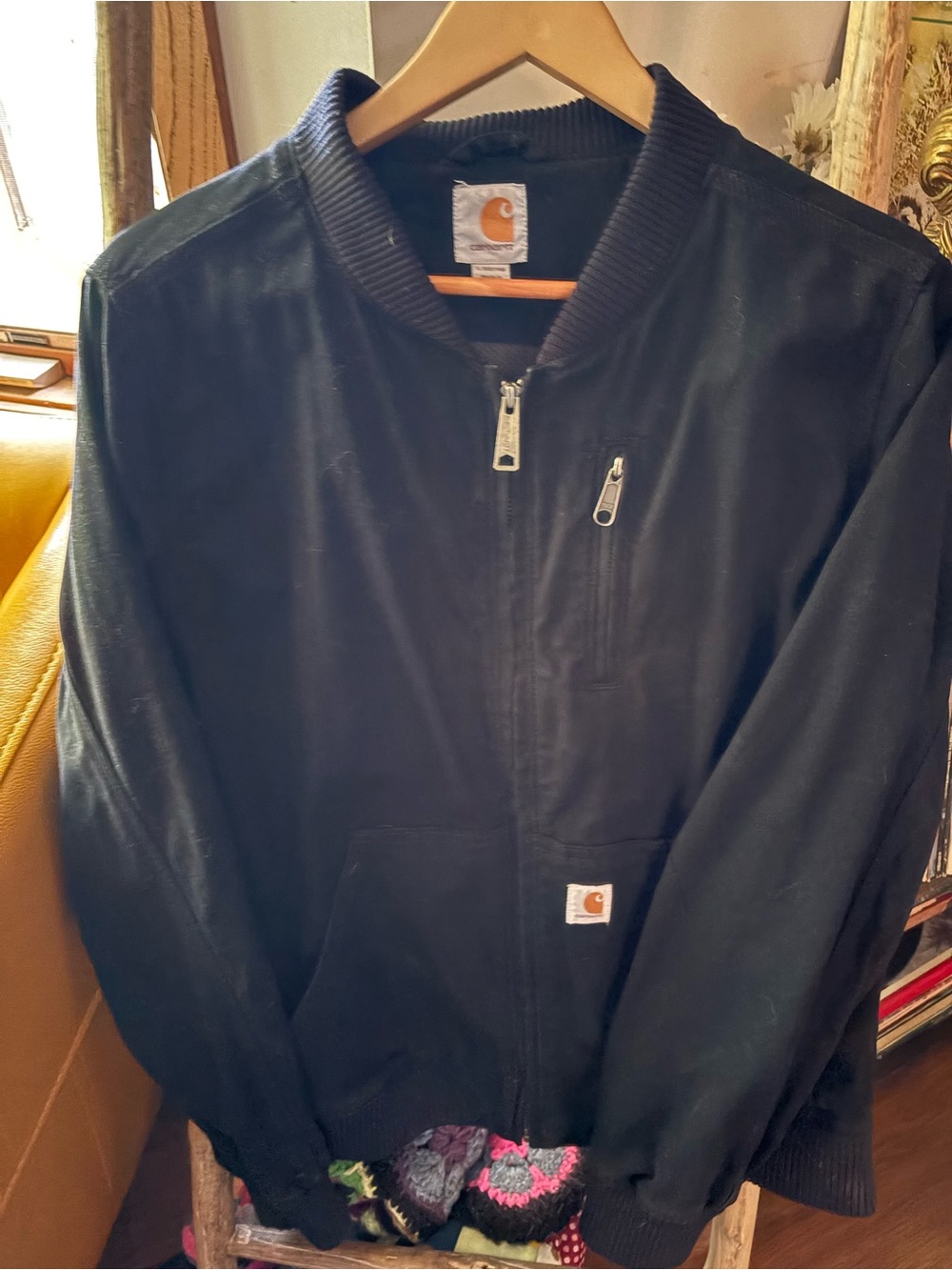 Carhartt Black Men's Lightweight Work Jacket with Rib Knit Collar
